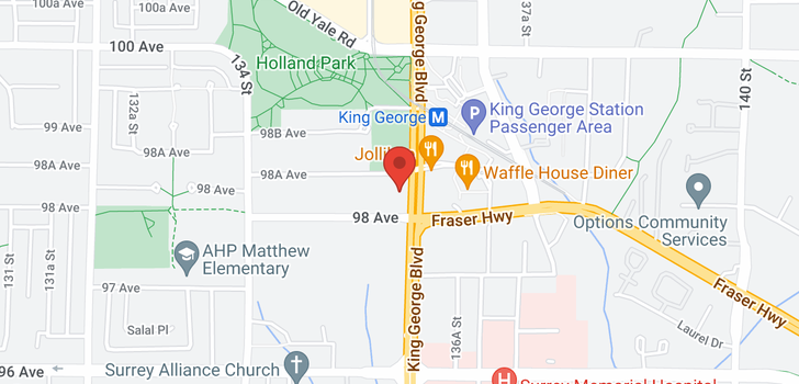 map of 9801 KING GEORGE BOULEVARD